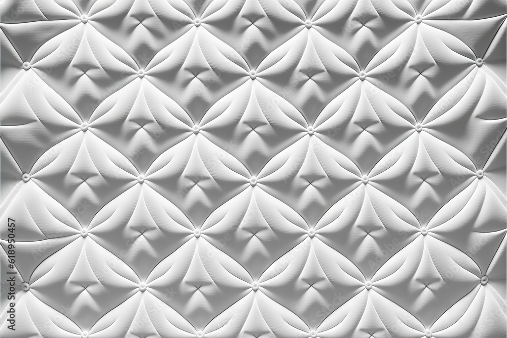 Poster a close up of a white wall with a pattern on the side of it and a white background with a black and 