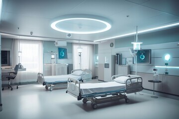smart lighting system in hospital, providing a safe and calming environment for patients, created with generative ai