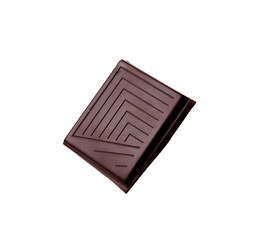 Piece of delicious dark chocolate bar isolated on white
