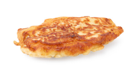 Tasty fish in soda water batter isolated on white