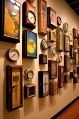 wall of international time zone clocks, created with generative ai