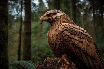Fototapeta premium carving of majestic eagle in its natural habitat, created with generative ai