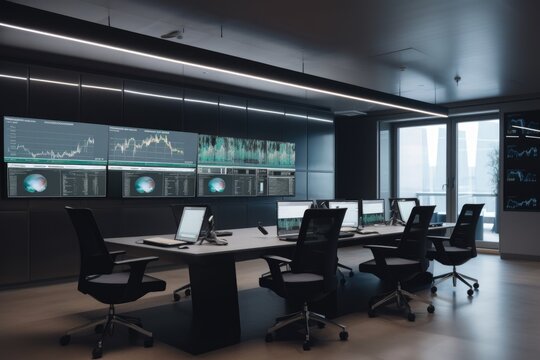 a virtual boardroom, with a large screen for displaying presentations and other visual aids, created with generative ai