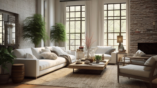living room interior HD 8K wallpaper Stock Photographic Image