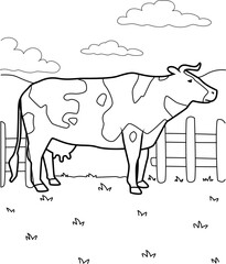 cows on a farm vector black white