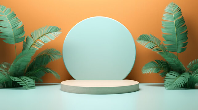 Abstract minimal scene with geometric Podium display background for product presentation p9