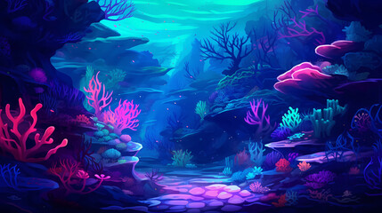 Fototapeta na wymiar Hand-drawn cartoon beautiful underwater coral world illustration 