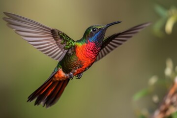 Fototapeta premium hummingbird fluttering through the air, practicing its flying skills, created with generative ai