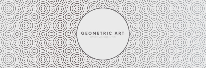 White Simple Seamless Bohemian Pattern Inspired by Japanese, Chinese, Indian, Korean Traditions - An Abstract Geometric Design in a Linear Vector Wave