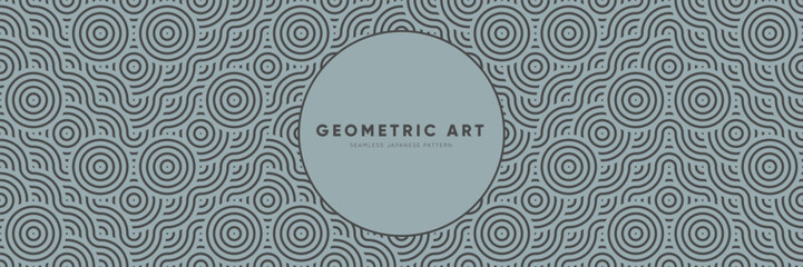 Bold Menswear Design Seamless Retro Pattern in Optical Circle Motif. Abstract Geometric Texture from Japanese, Chinese, Indian, Korean Traditions