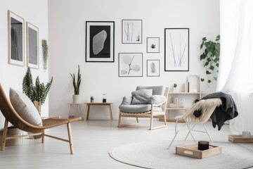 a minimalist wall art and decorations with simple, clean lines in a white room, created with generative ai
