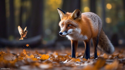Once Upon an Autumn Afternoon: Fox and Sparrow's Encounter