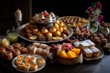 a platter of pastries and sweets, each one more delicious than the last, created with generative ai