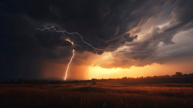 lightning on the sky HD 8K wallpaper Stock Photographic Image