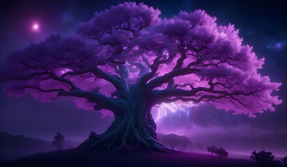 Obraz na płótnie Canvas Purple fantasy magic tree. Generative AI
