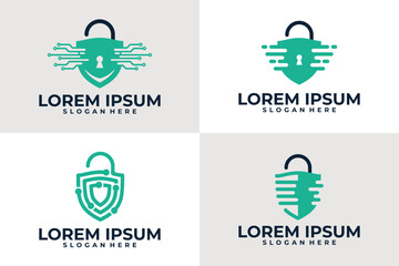 set of technology security logo vector template