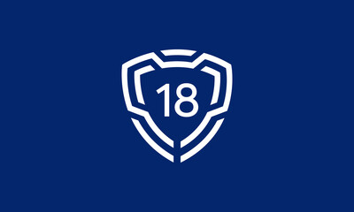 Number Shield Logo Blue Tech Modern IT