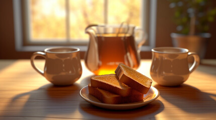 cup of tea and teapot HD 8K wallpaper Stock Photographic Image