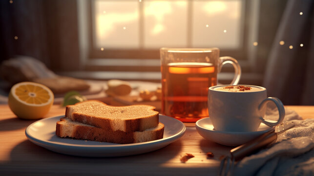 tea and cake  HD 8K wallpaper Stock Photographic Image