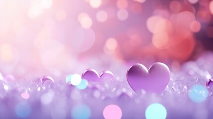Sweet, hearts with pink background . bokeh ligth and diamond dust. Valentine concept background	 GenerativeAI