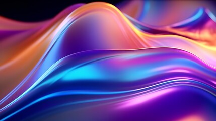 abstract fluid iridescent holographic curved wave in motion colorful, gradient design background, Generative AI