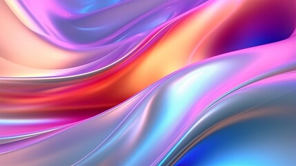 abstract fluid iridescent holographic curved wave in motion colorful, gradient design background, Generative AI - obrazy, fototapety, plakaty