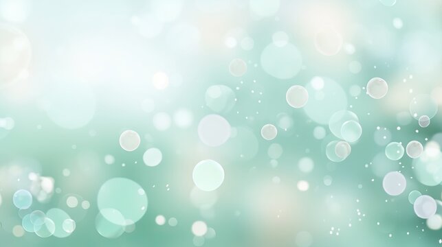abstract christmas background. abstract bokeh background. green - silver gradient with bokeh and bubbles, glitter . night space . Can be used for wallpaper, web page background,GenerativeAI