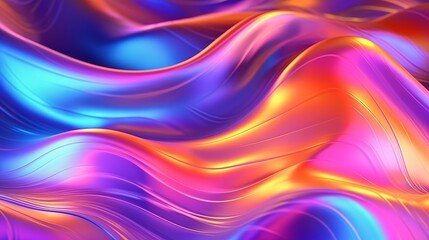 abstract fluid iridescent holographic curved wave in motion colorful, gradient design background, Generative AI