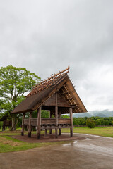 Restored Yayoi period Japanese houses in Yoshinogari historical  park in Saga, Japan
