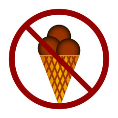 Ice cream prohibition sign.