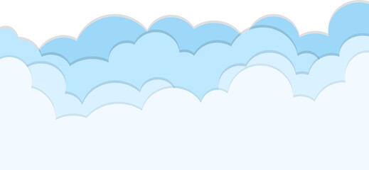 flat border cloudy paper cut on transparent background