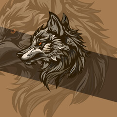 Head of a angry wolf mascot sport logo design. Wolf animal mascot head vector illustration logo. Wolf head emblem design for eSports team. Character for sport and gaming logo concept..