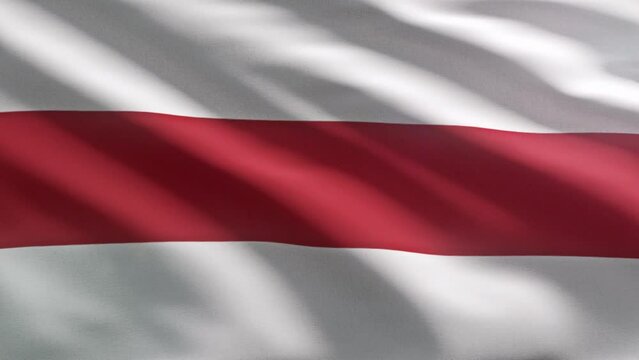 Belarus opposition flag with white and red horizontal stripes. Alternative Belarus flag used by political opposition. Belarus opposition waving the symbol of protest against government