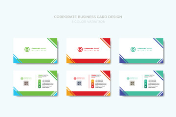 Vector corporate business card design with 3 color theme.