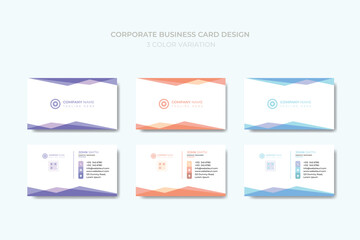 Vector corporate business card design with 3 color theme.