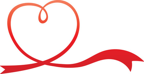 リボンで作られた赤いハートフレーム