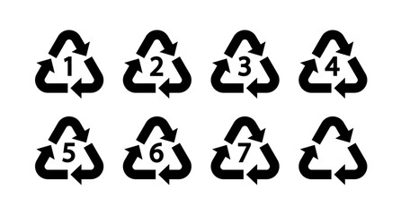 Plastics recycling symbol set