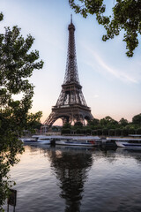 Eiffel Tower Seine River Sunrise View