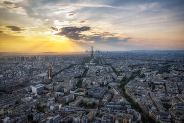 Paris City Panoramic View with Eiffel Tower