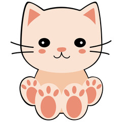 Cat clipart icon vector flat design on transparent background, animal isolated clipping path element