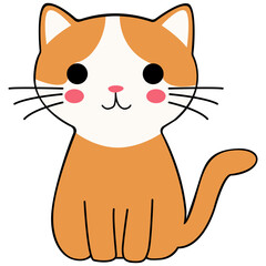 Cat clipart icon vector flat design on transparent background, animal isolated clipping path element