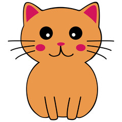 Cat clipart icon vector flat design on transparent background, animal isolated clipping path element
