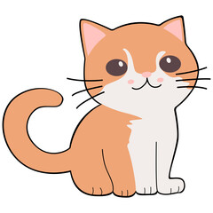 Cat clipart icon vector flat design on transparent background, animal isolated clipping path element