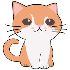 Cat clipart icon vector flat design on transparent background, animal isolated clipping path element