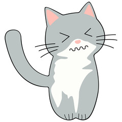 Cat clipart icon vector flat design on transparent background, animal isolated clipping path element