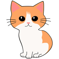 Cat clipart icon vector flat design on transparent background, animal isolated clipping path element