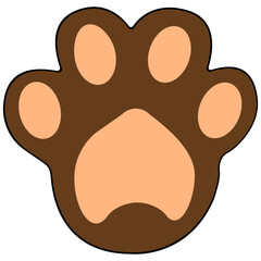 Cat paw clipart icon vector flat design on transparent background, animal isolated clipping path element