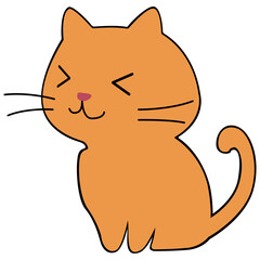 Cat clipart icon vector flat design on transparent background, animal isolated clipping path element