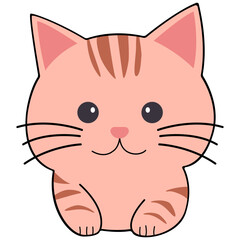 Cat clipart icon vector flat design on transparent background, animal isolated clipping path element