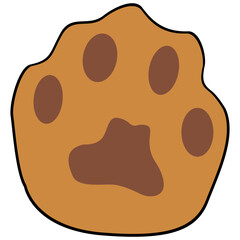 Cat paw clipart icon vector flat design on transparent background, animal isolated clipping path element